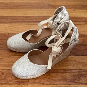 NEW J. Crew Factory Cream Espadrille Wedges Size 6.5